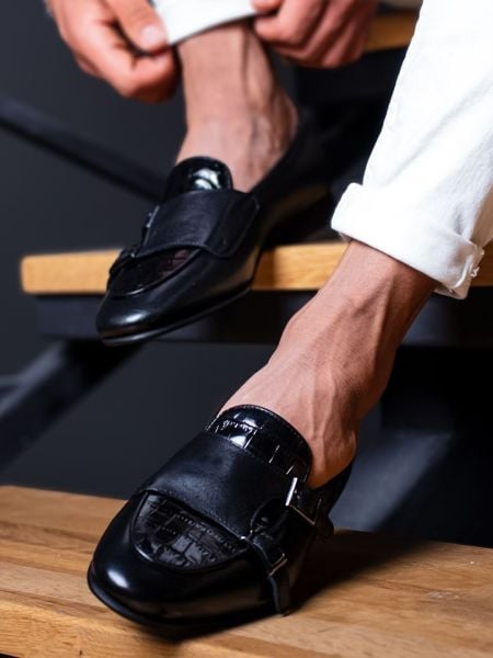 SCHWARZE LUXUS-ECHTE LEDER-KLASSISCHE SCHUHE SCHWARZ - 39