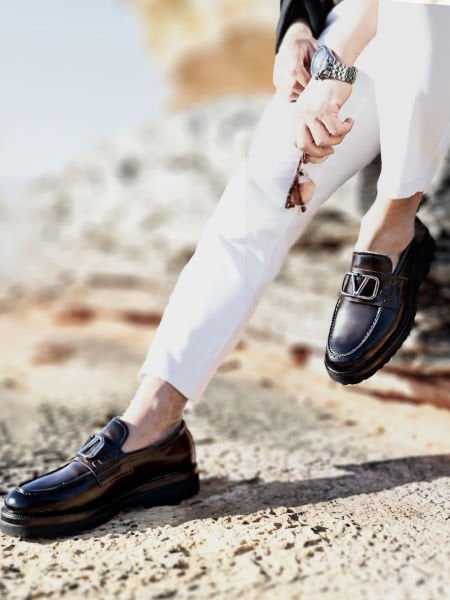 COFFEE CRUZE GENUINE LEATHER MEN'S CLASSIC SHOES BROWN OPEN - 43