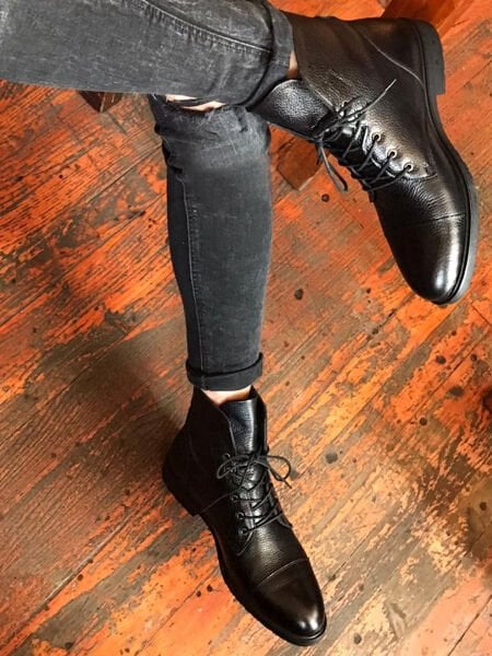 BLACK SNAP HAKİKİ DERİ MODA POSTAL SİYAH - 44