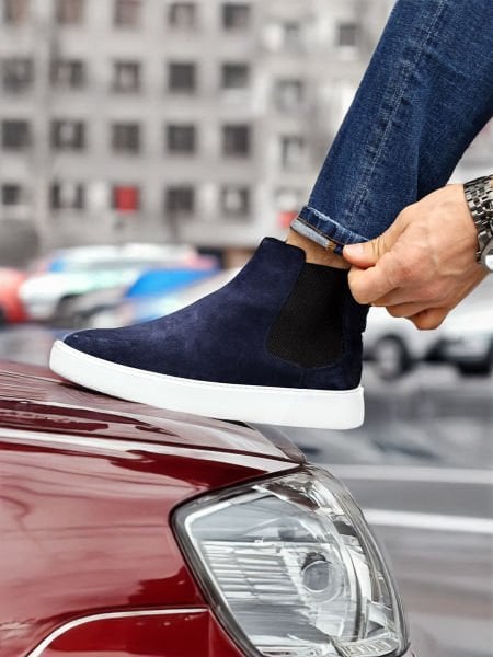DARK BLUE SUEDE  CONE  ERKEK HAHİKİ DERİ BOT LACİVERT SÜET - 43