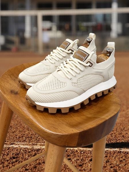 BEIGE BRISTOL HERREN LEDER STRICK BEQUEME SOMMERSCHUHE BEIGE - 43