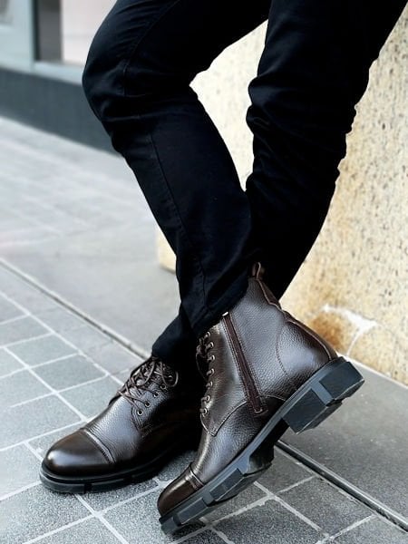 İBAY HEAD POSTAL Men's Brown Genuine Leather Comfortable Boots BROWN - 41