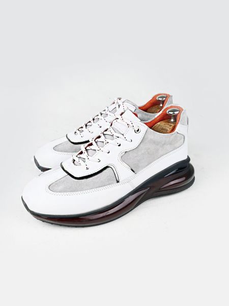İBAY ALFA AIR WHITE GRAY MEN'S DAILY LEATHER SHOES WHITE - 40