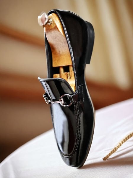 KLASSISCHE SCHUHE AUS PATENTSCHWARZEM JUST ECHTLEDER Lackleder – 44