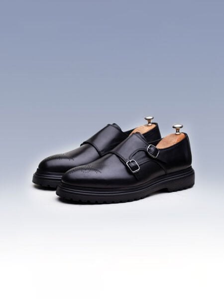 BLACK BREEZE KLASSISCHE SCHUHE AUS ECHTLEDER SCHWARZ - 44