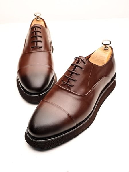 COFFEE EVA SANDRO GENUINE LEATHER MEN'S CASUAL SHOES BROWN - 42