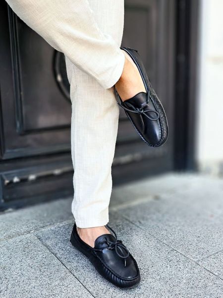 İBAY 012 CLEVER Men's Black Genuine Leather Classic Shoes BLACK - 41