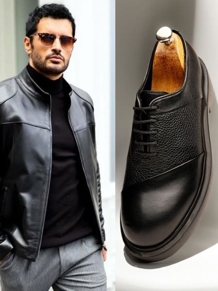 BLACK-W FLAME HAKİKİ DERİ ERKEK RAHAT TARZ AYAKKABI SİYAH W - 42