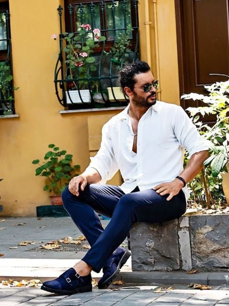 NAWY BLUE  LAZZA  SÜET ERKEK DERİ GÜNLÜK AYAKKABI LACİVERT SÜET - 42