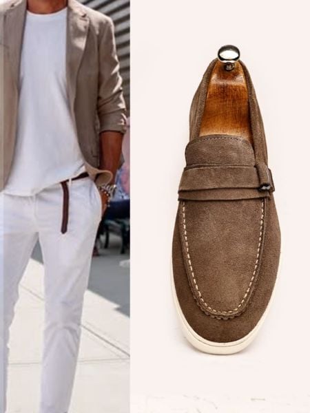 MINK COLOR STYLE SUEDE LEATHER MEN'S COMFORTABLE SUMMER SHOES MINK - 42