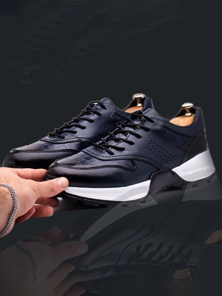 İBAY HIT DARK BLUE HAKİKİ DERİ TARZ GÜNLÜK AYAKKABI