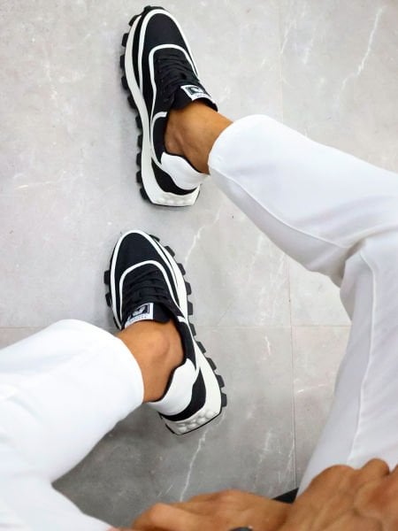 BLACK WHITE SAMBA CASUAL STYLE MEN'S SHOES BLACK WHITE - 44