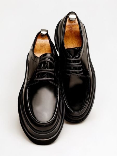 BLACK  VALENTE HAKİKİ DERİ ERKEK GÜNLÜK KLASİK AYAKKABI SİYAH AÇMA - 45