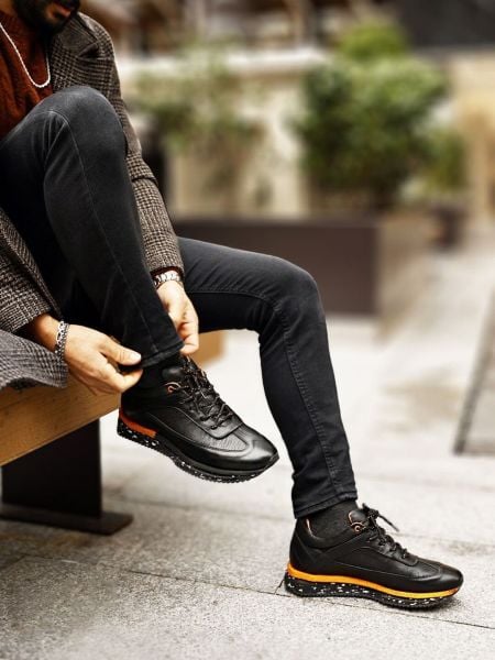 SCHWARZE SALVADOR-SNEAKERS AUS ECHTLEDER SCHWARZ - 41