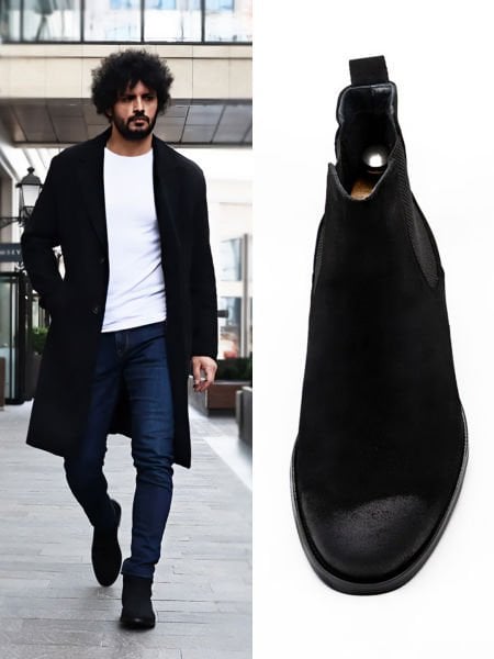 BLACK SUEDE CHELSEA HAKİKİ DERİ RAHAT BOT SİYAH SÜET - 40