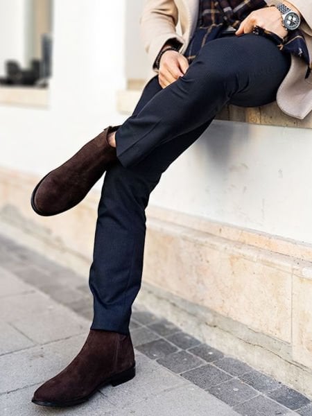 COFEE WELL  HAKİKİ DERİ SÜET RAHAT BOT KAHVE SÜET - 45