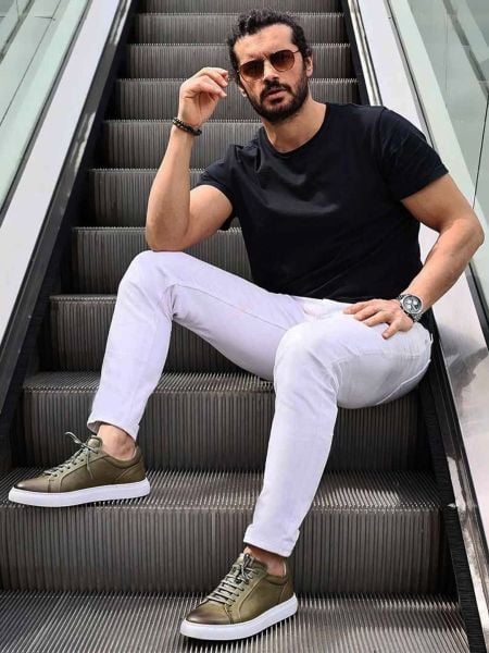 GRÜNE CORY HERREN-LEDERSCHUHE IM TÄGLICHEN STYLE GRÜN - 44