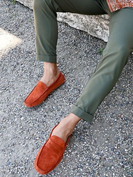 SPRING CRIMITE COLOR MEN'S SUEDE LEATHER CASUAL SHOES TILE SUEDE - 44