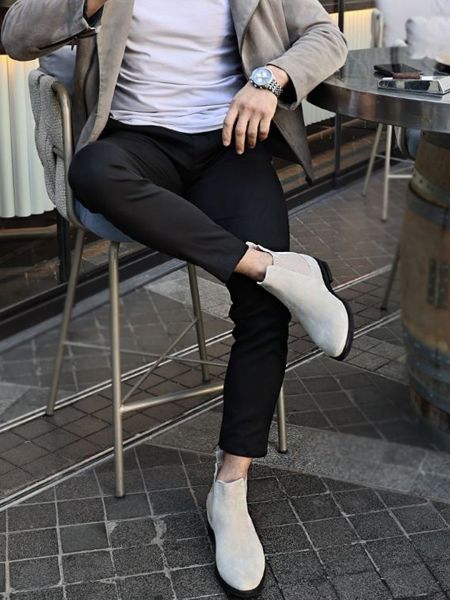 BEIGE SUEDE GUSTAVO HAKİKİ DERİ BOT BEJ - 42