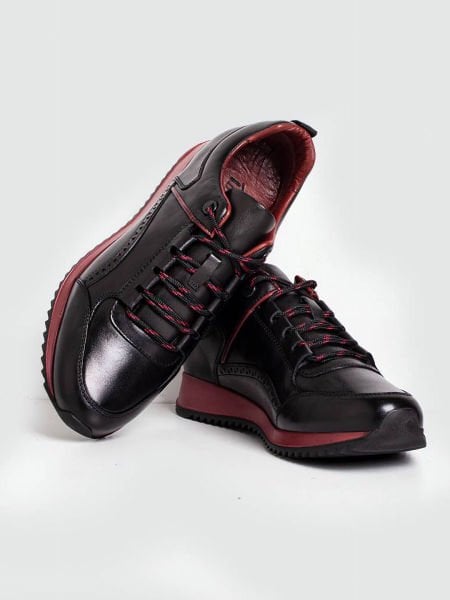 IBAY SYNERGY Men's Black Genuine Leather Casual Shoes BLACK - 45