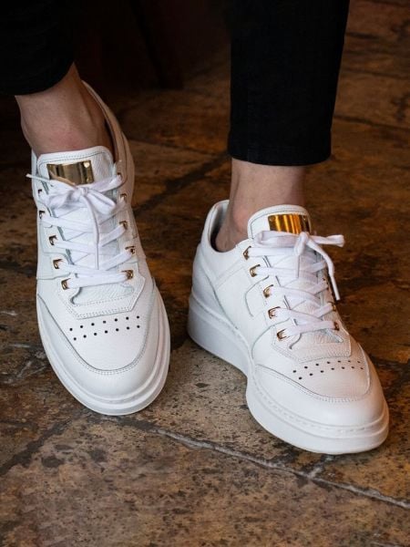 WHITE ENFORCE TÄGLICHE SCHUHE AUS ECHTLEDER, WEISS – 40