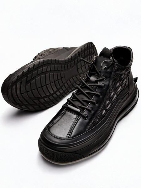 BLACK CLIMBER GÜNLÜK HAKİKİ DERİ ERKEK RAHAT KISA BOT SİYAH - 44