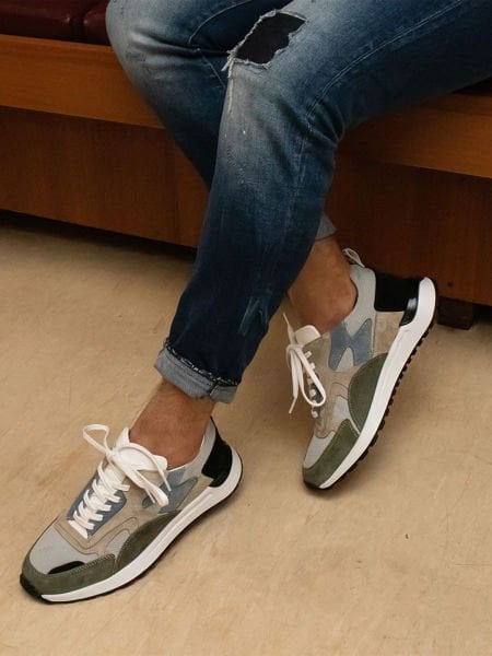 İBAY BORN Men's Gray Green Genuine Suede Leather Daily Casual Shoes GRAY GREEN - 45