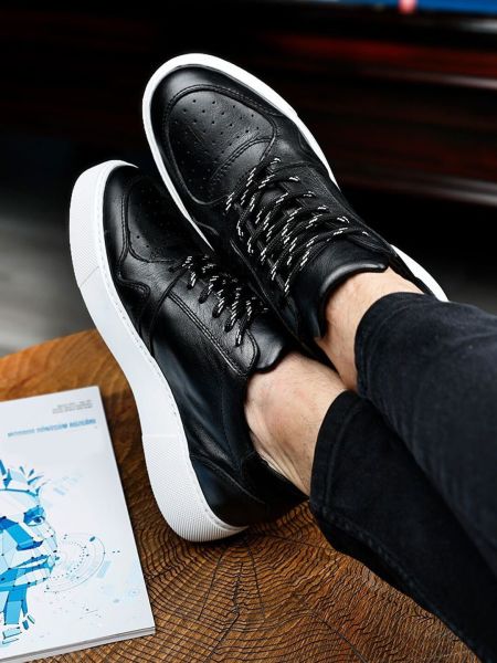 İBAY 7027 HACKER BLACK MEN'S LEATHER DAILY SHOES BLACK - 41