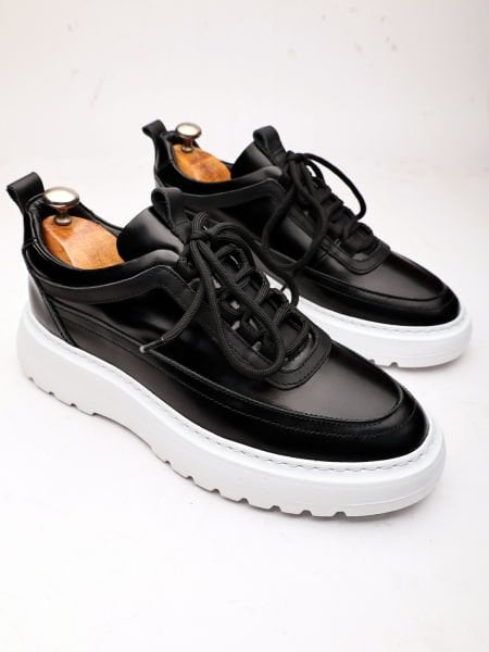 PATENT BLACK OZZY GENUINE LEATHER MEN'S STYLE SHOES BLACK OPEN - 45