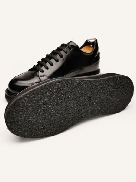 PATENT BLACK BENFICA HAKİKİ DERİ RUGAN ERKEK RAHAT GÜNLÜK AYAKKABI BLACK-X - 45