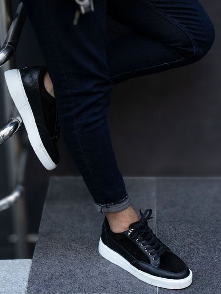 İBAY Men's Black Genuine Leather Casual Shoes BLACK - 42