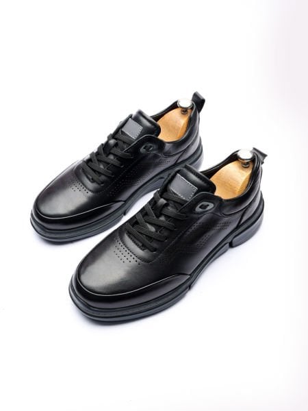 BLACK OMEN GENUINE LEATHER MEN'S CASUAL SHOES BLACK - 41