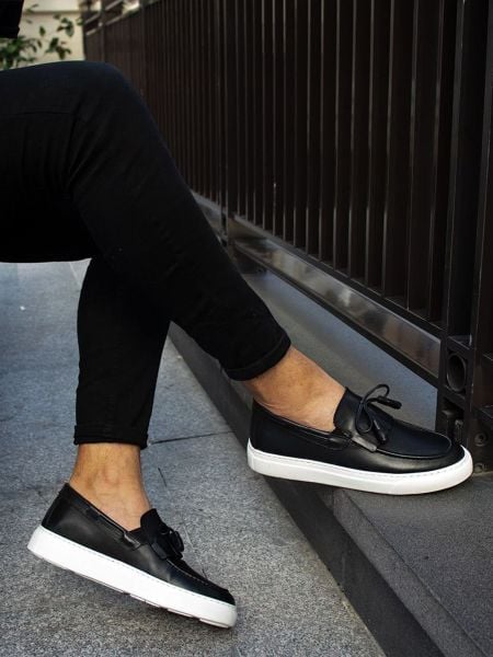 İBAY PABLO Men's Black Genuine Leather Classic Shoes BLACK - 45