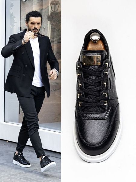 BLACK ENFORCE LEDER-FREIZEITSCHUHE SCHWARZ - 40