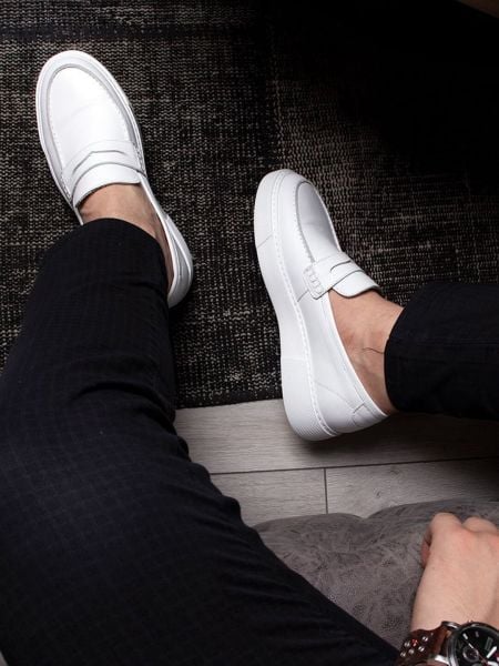 WHITE BELL DAILY CLASSIC SCHUHE AUS ECHTLEDER WEISS - 45