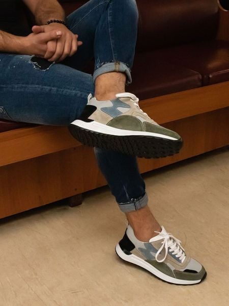 İBAY BORN Men's Gray Green Genuine Suede Leather Daily Casual Shoes GRAY GREEN - 45