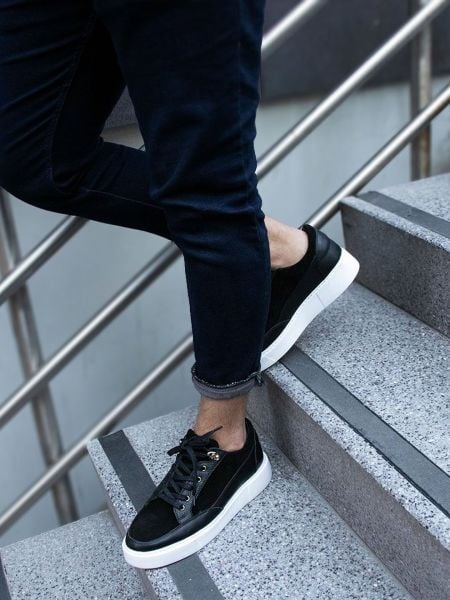 İBAY Men's Black Genuine Leather Casual Shoes BLACK - 42