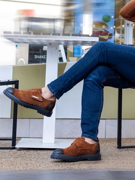 IBAY 052 LUCCA TAN SUEDE MEN'S SLEETLESS LEATHER CLASSIC SHOES TAN SUEDE - 42