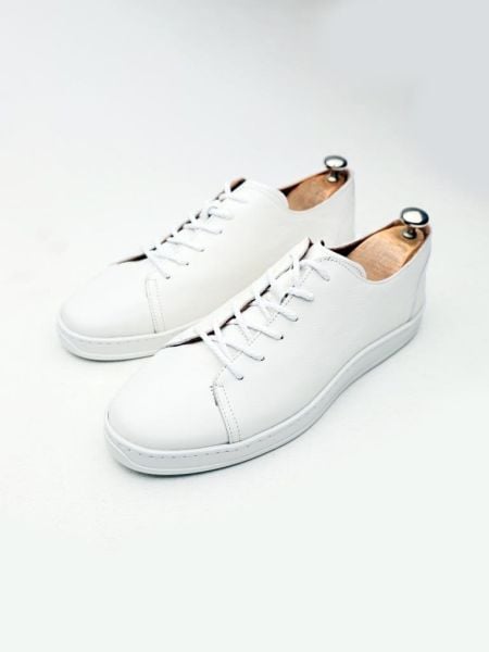WHITE JESSE GENUINE LEATHER WHITE LEATHER CASUAL SHOES CREAM - 45