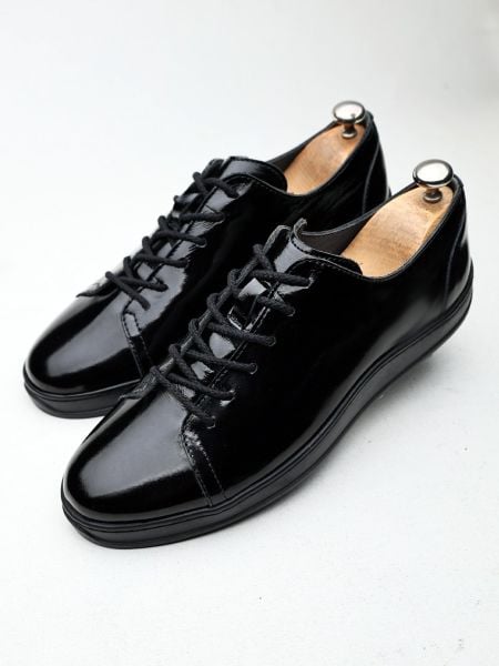 PATENT BLACK JESSE MEN'S LEATHER CASUAL SHOES BLACK PATENT LEATHER - 45
