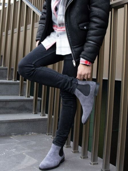 IBAY TITIAN Men's Gray Genuine Suede Leather boots GRAY - 43