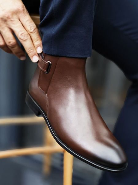 İBAY 7001 WELL BROWN MEN'S GENUINE LEATHER BOOTS BROWN SKIN LEATHER - 46