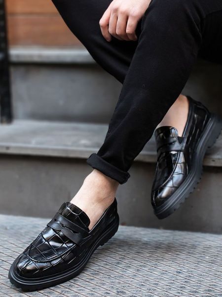 KLASSISCHE SCHUHE AUS SCHWARZEM KROKO GRECO-STIL AUS LEDER FÜR HERREN SCHWARZES KROKO - 41