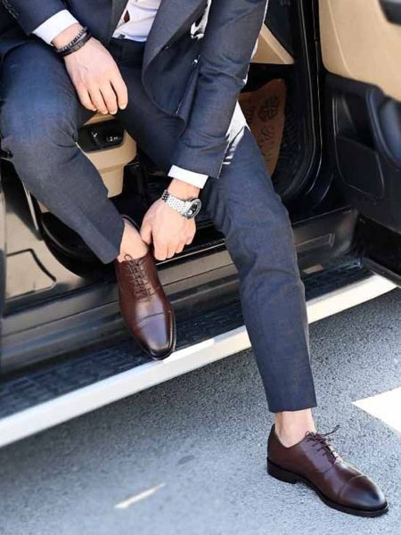 COFFEE GAZZELLE KLASSISCHE HERRENSCHUHE AUS ECHTEM LEDER BRAUN ANTIK - 42