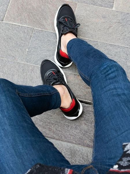 İBAY 523 BRAVO BLACK RED MEN'S LEATHER CASUAL SHOES BLACK RED - 40