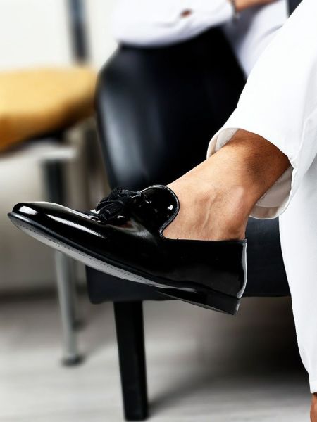 PATENT BLACK CRUEL HAKİKİ DERİ KLASİK AYAKKABI SİYAH RUGAN - 38