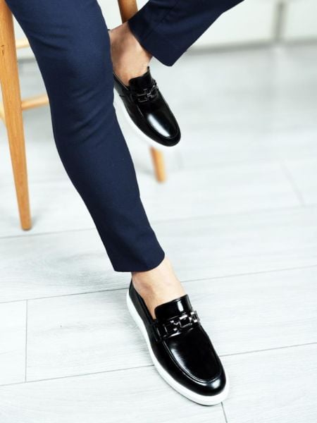 PATENT BLACK MARC HAKİKİ DERİ KLASİK AYAKKABI SİYAH RUGAN - 43