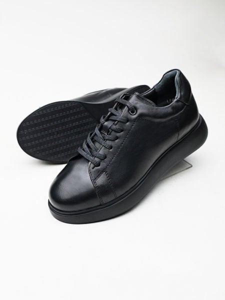 BLACK BLACK MARINO GENUINE LEATHER MEN'S SHOES BLACK BLACK - 44