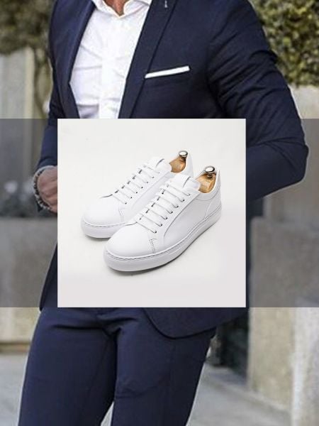 WEISSE CORY HERREN-LEDER-FREIZEITSCHUHE WEISS - 42