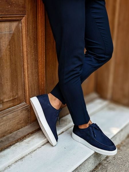 İBAY 624 TOMMY DARK BLUE NUBUCK MEN'S LEATHER DAILY SHOES DARK BLUE NUBUCK - 42
